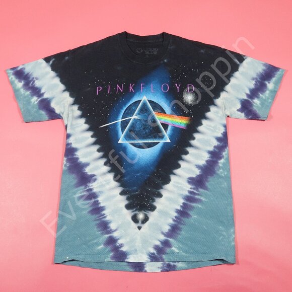 Vintage 2005 Liquid Blue Pink Floyd Dark Side of the Moon Tie Dye T Shir… - Picture 2 of 5